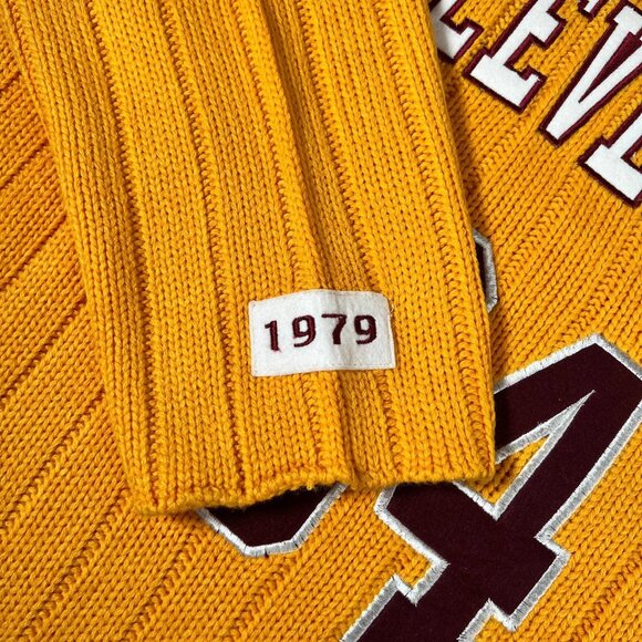 Vtg Deeply Rooted Mens Yellow Cleveland 34 NBA Basketball Knit Sweater Size 2XL - Picture 9 of 16